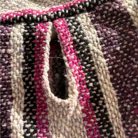 DOG Hooded Knit poncho in Purple & Pink Stripes - Picture 6 of 9